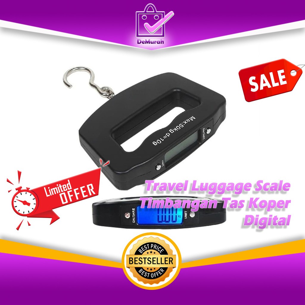 Travel Luggage Scale 50Kg - Timbangan Tas Koper Bagasi Digital - DEMURAH
