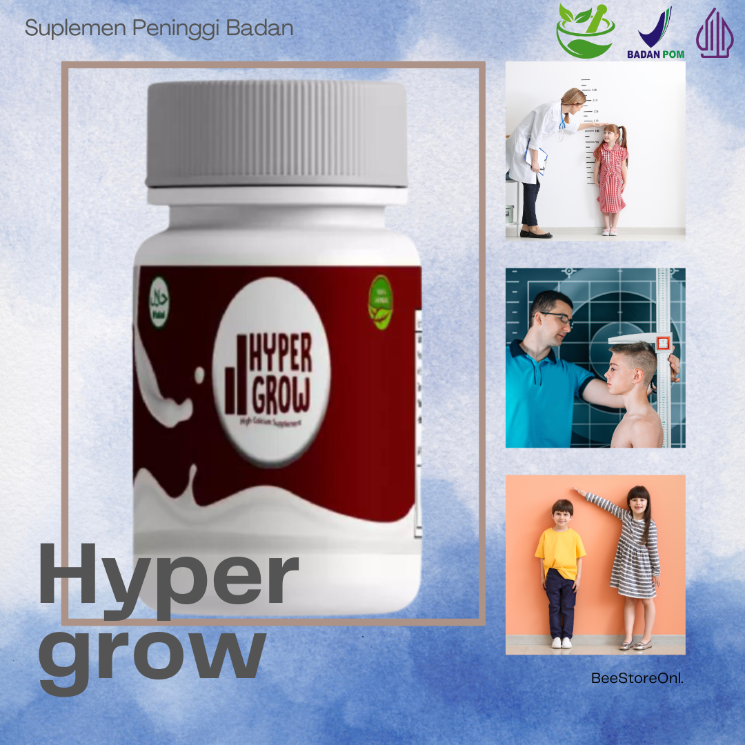 Hyper Grow Kapsul Peninggi Badan Anak dan Dewasa Penambah Tinggi Badan Cepat Permanen Kalsium Tulang