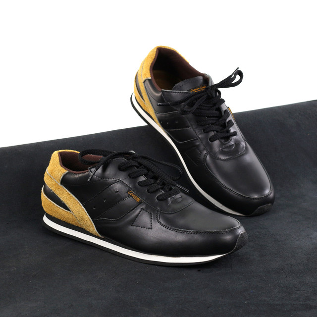 Cevany Sepatu Sneakers Pria Kulit Asli Valiente - C044 Hitam