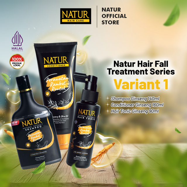 Natur Hair Fall Treatment  - Paket Perawatan untuk Rambut Rontok / Anti Hairfall / Menguatkan Akar Rambut