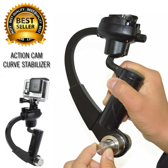 Plastic Handheld Curve Stabilizer for GoPro/Xiaomi Yi/Xiaomi Yi 2 4K Super Smooth Gimbal Pegangan Handle Steadycams Kamera Aksi Action Camera Perlengkapan Audio Video Vlog Steady Comfortable Grip s2682 - Black
