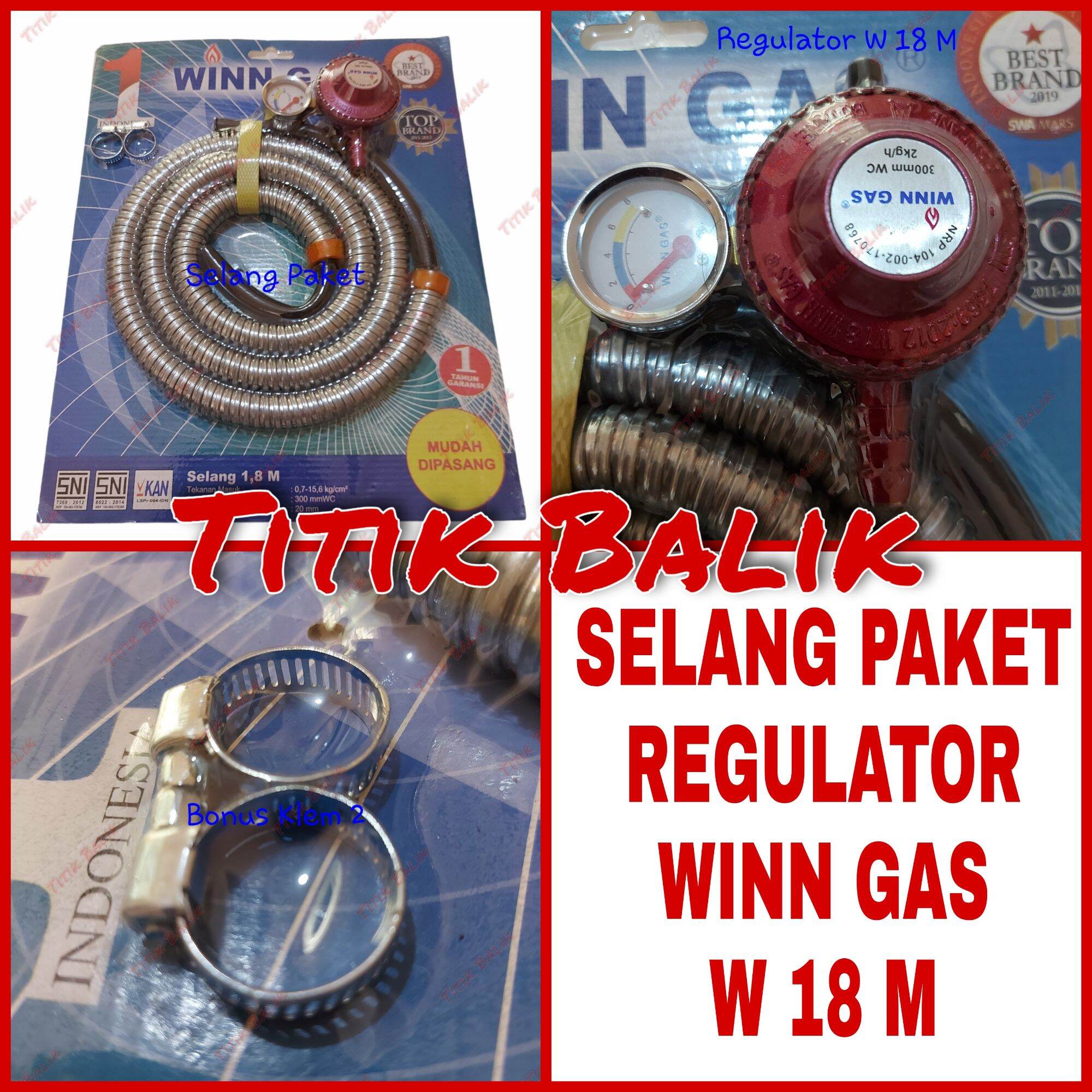 Selang Paket Regulator Winn Gas W 16 M W 28 M w 88 M (setara) / Selang Kompor Gas W16M w 88m w 28 m Meter