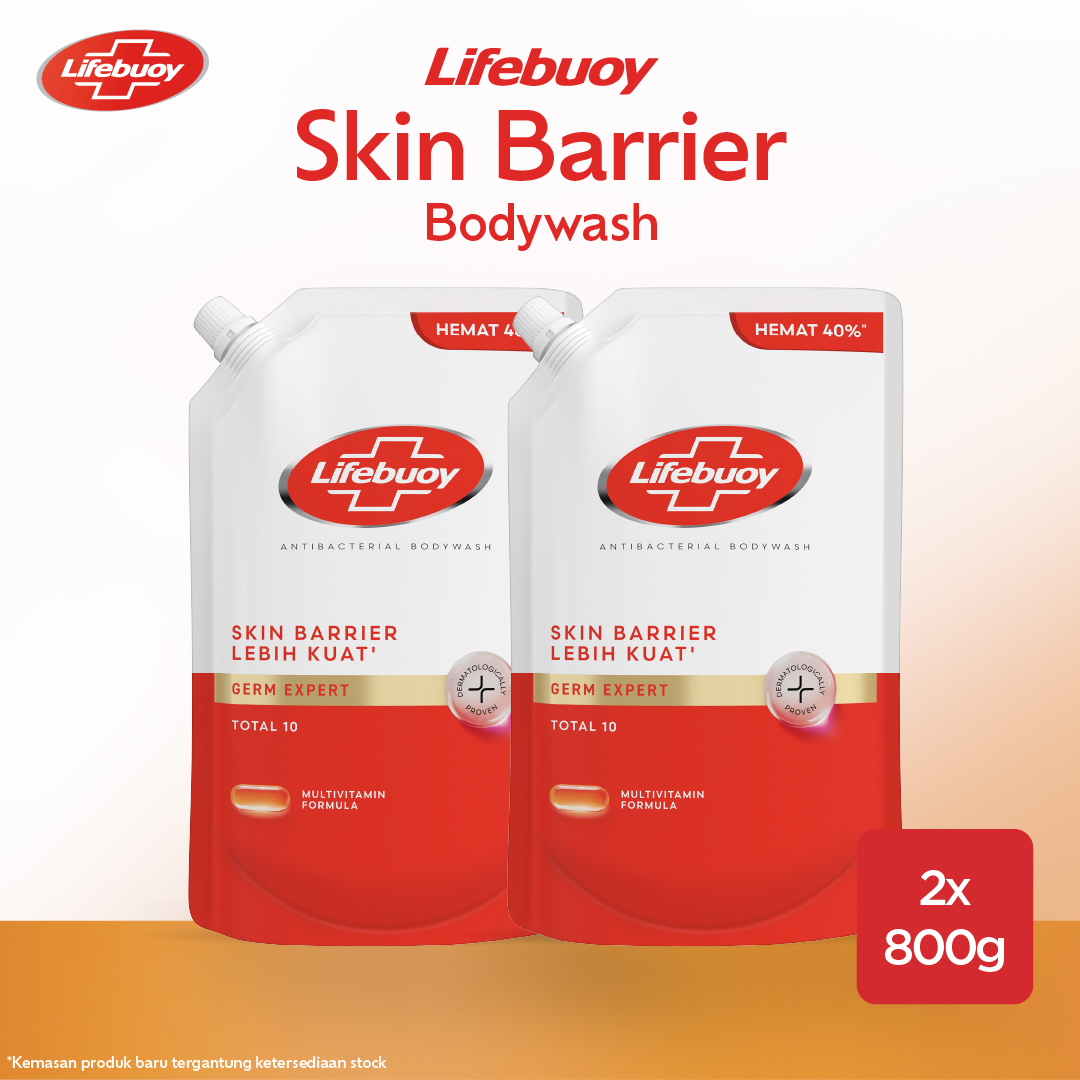 Lifebuoy Sabun Mandi Cair Body Wash Total 10 Antibakteri 800ml x2