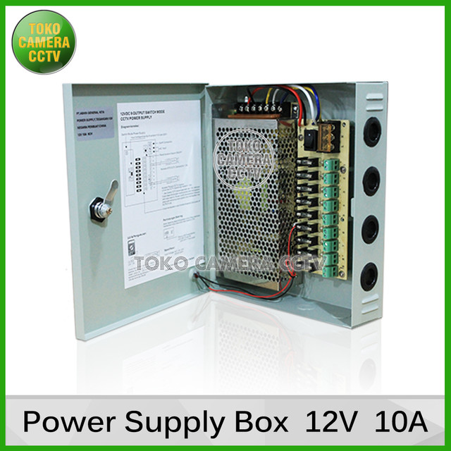 Power Supply CCTV Box 12V 10A 9 Channel