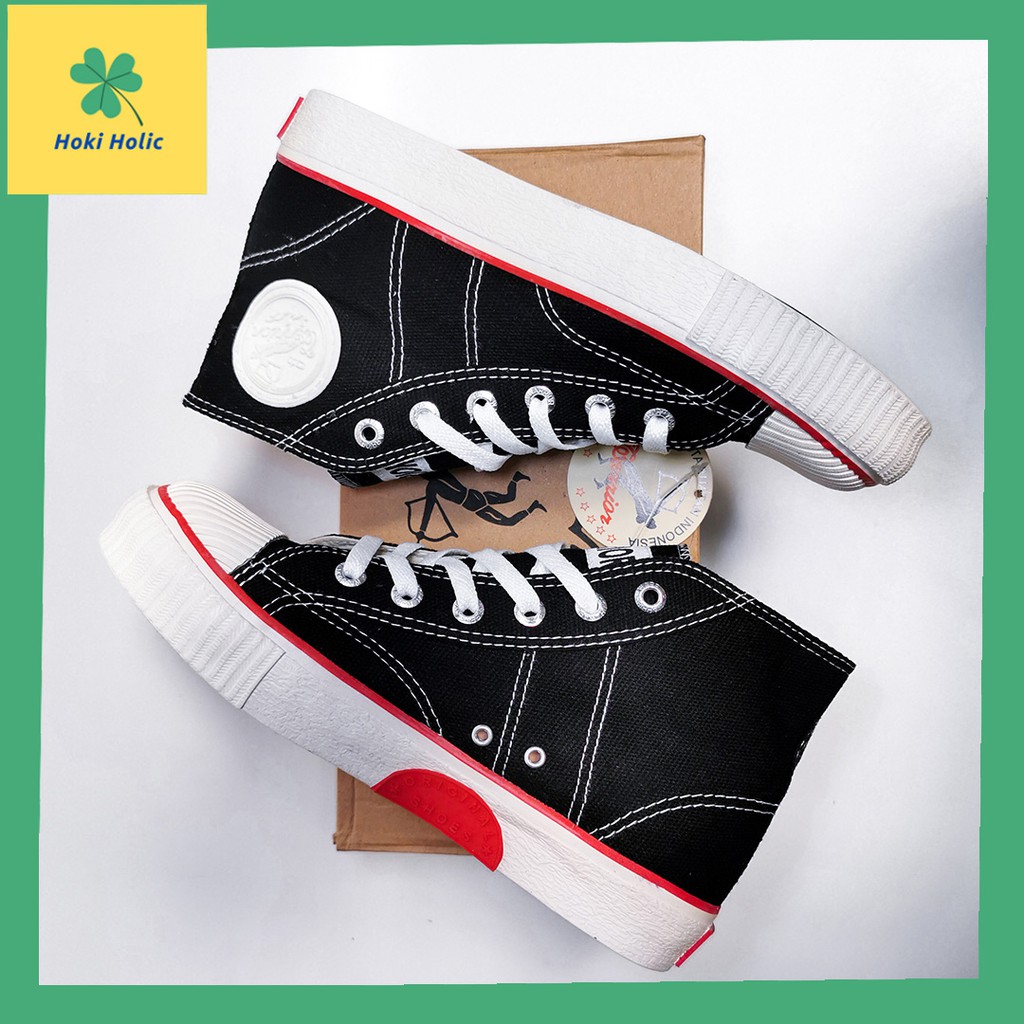 Sepatu Warrior Classic High Black White / Sepatu Sekolah Warrior / Sepatu Warrior High