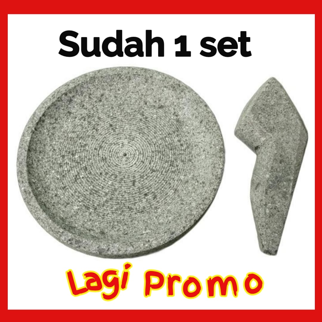 Cobek Batu Asli 28cm - Cowet 1 set Ulekan 100 % original