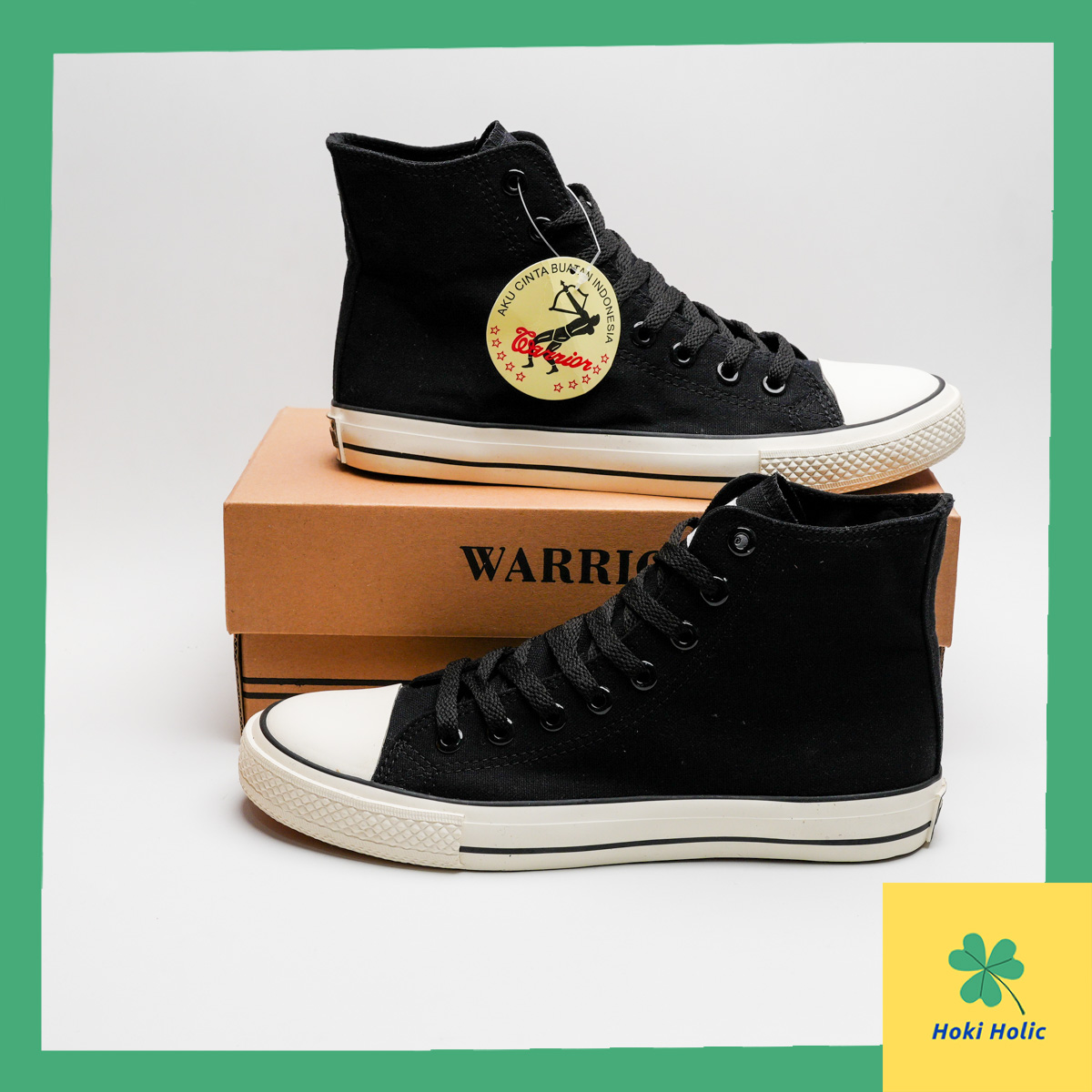 WARRIOR SPARTA HIGH BB/WHITE - WARRIOR HIGH HITAM SOL PUTIH