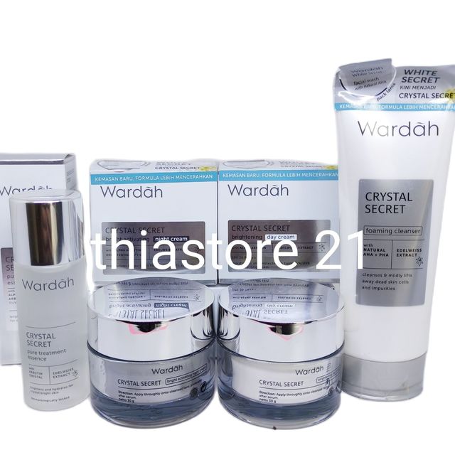 Paket Wardah CRYSTAL SECRET Kemasan Baru Original / Wardah WHITE SECRET Cream Pencerah Wajah/ Wardah Glowing/ Bisa bayar di tempat Paket Kosmetik Bagus