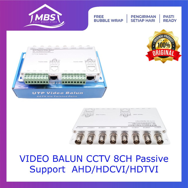 Video Balun 8CH Passive Support Kamera AHD/HDCVI/HDTVI