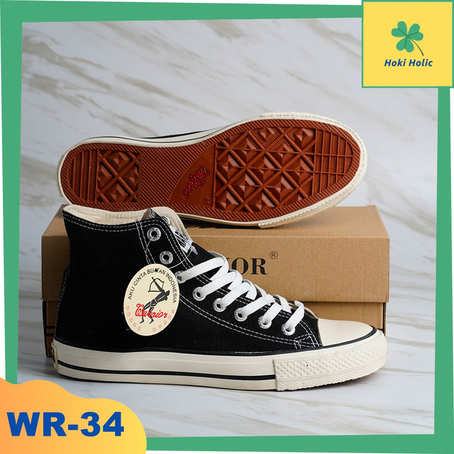 SEPATU SEKOLAH WARRIOR SPARTA HIGH BLACK WHITE SIZE 31-44 / SEPATU ANAK SEPATU HITAM PUTIH