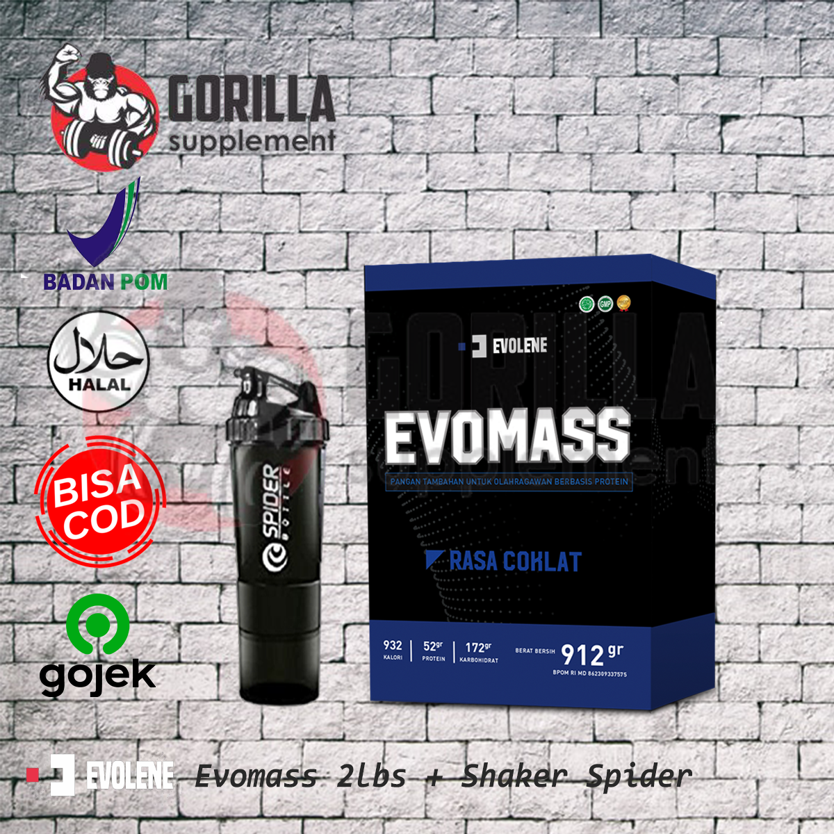 Evolene Evomass Free Shaker Evo mass 2lbs 2lb 912 Gram