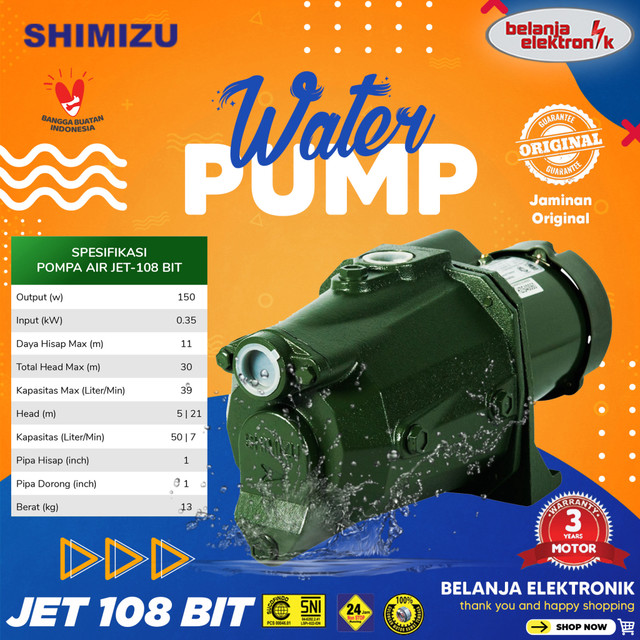 WATER PUMP SHIMIZU SEMI JET 108 BIT POMPA AIR NON AUTO