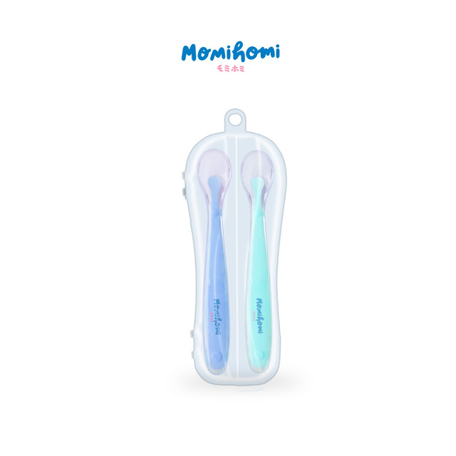 MOMI HOMI Sendok Makan Bayi 01 Silikon baby safety spoon Peralatan Perlengkapan MPASI Lentur Sendok Makan Silicone Mpasi