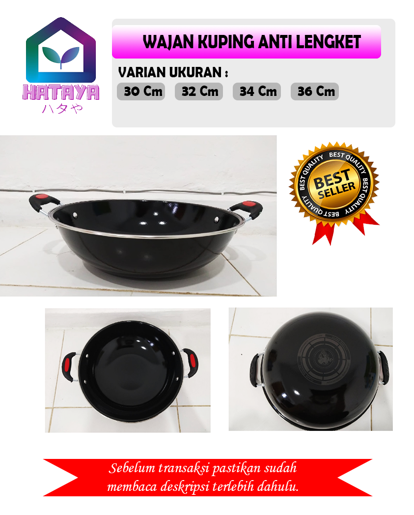 HATAYASHOP - KUALI HITAM KUPING 30 32 34 36 / KUALI HITAM ANTI LENGKET/KUALI HITAM KULIT JERUK/ KUALI HITAM MURAH/KUALI HITAM KUPING/ WAJAN HITAM KUPING/WAJAN HITAM ANTI LENGKET/WAJAN HITAM KUPIT JERU