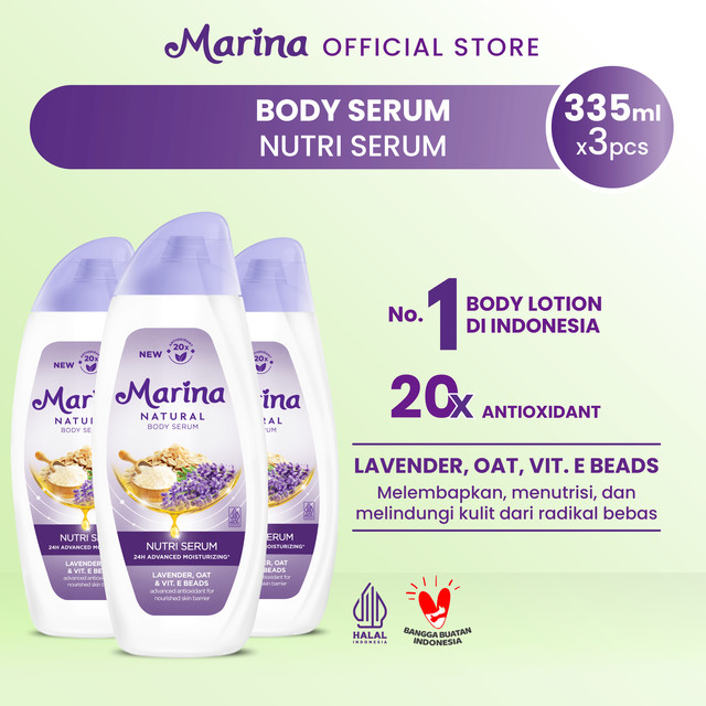 Marina Hand Body Lotion Natural - Nutri Serum [335 ml / 3 pcs] - Exp : 04.2028