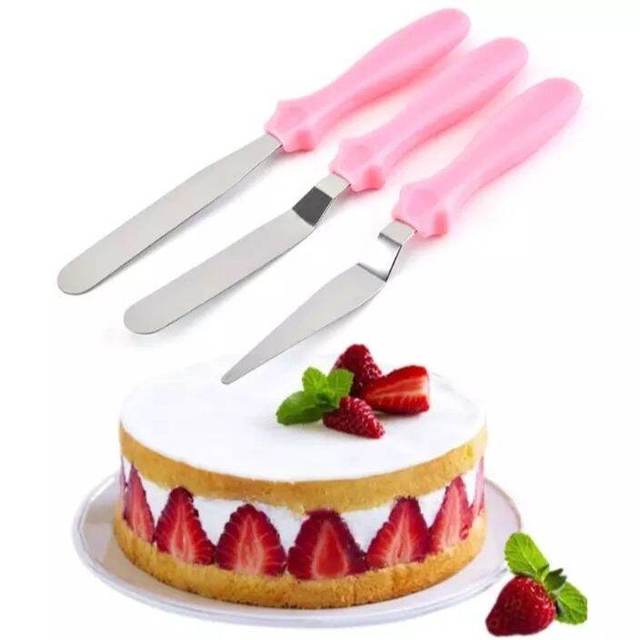 spatula dekorasi kue tart (1 set isi 3)