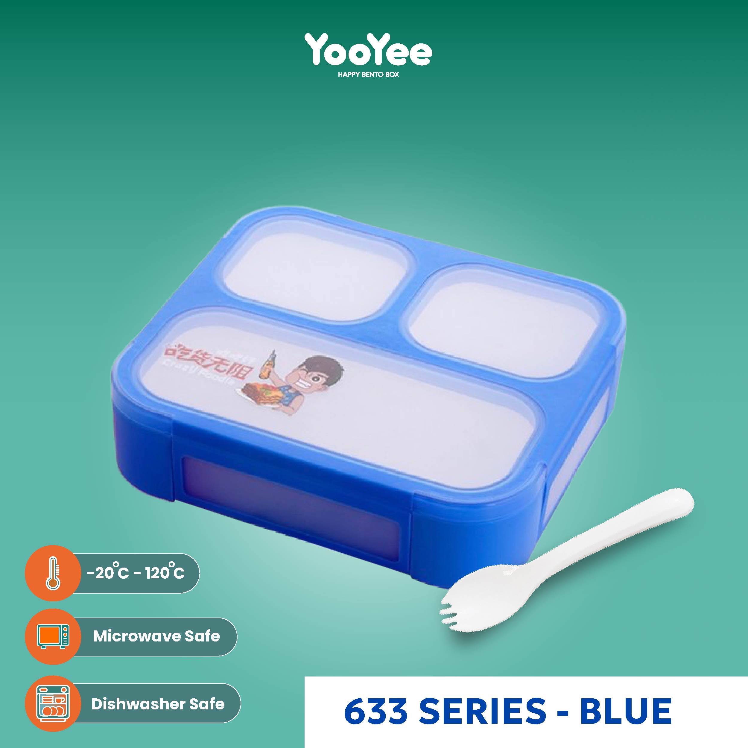 YOOYEE Yooyee #633 Kotak Makan Sedang 3 sekat