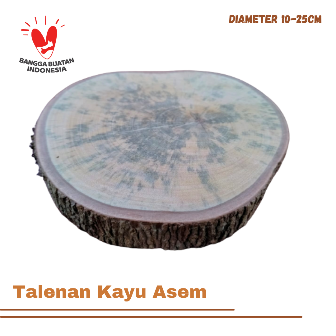 Wood Slice Tatakan kayu Asem - Talenan Kayu Asem Diameter 10cm - 25cm - Dekorasi hiasan dan kerajinan