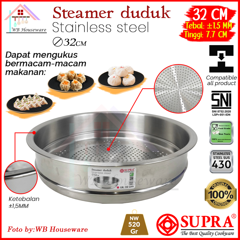 Steamer panci multifungsi saringan kukusan sauce pot stainless 32CM supra