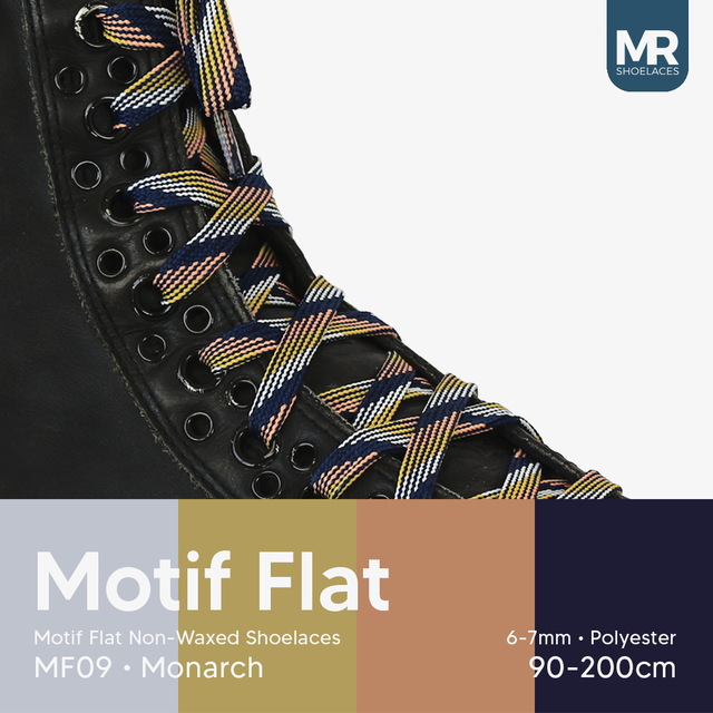 Mr. Shoelaces - MF09 Tali Motif Gepeng Monarch Polyester ( Biru Tua Pink Abu) 90cm 100cm 120cm 150cm 180cm 200cm ( Baca Ukuran Pada Deskripsi)