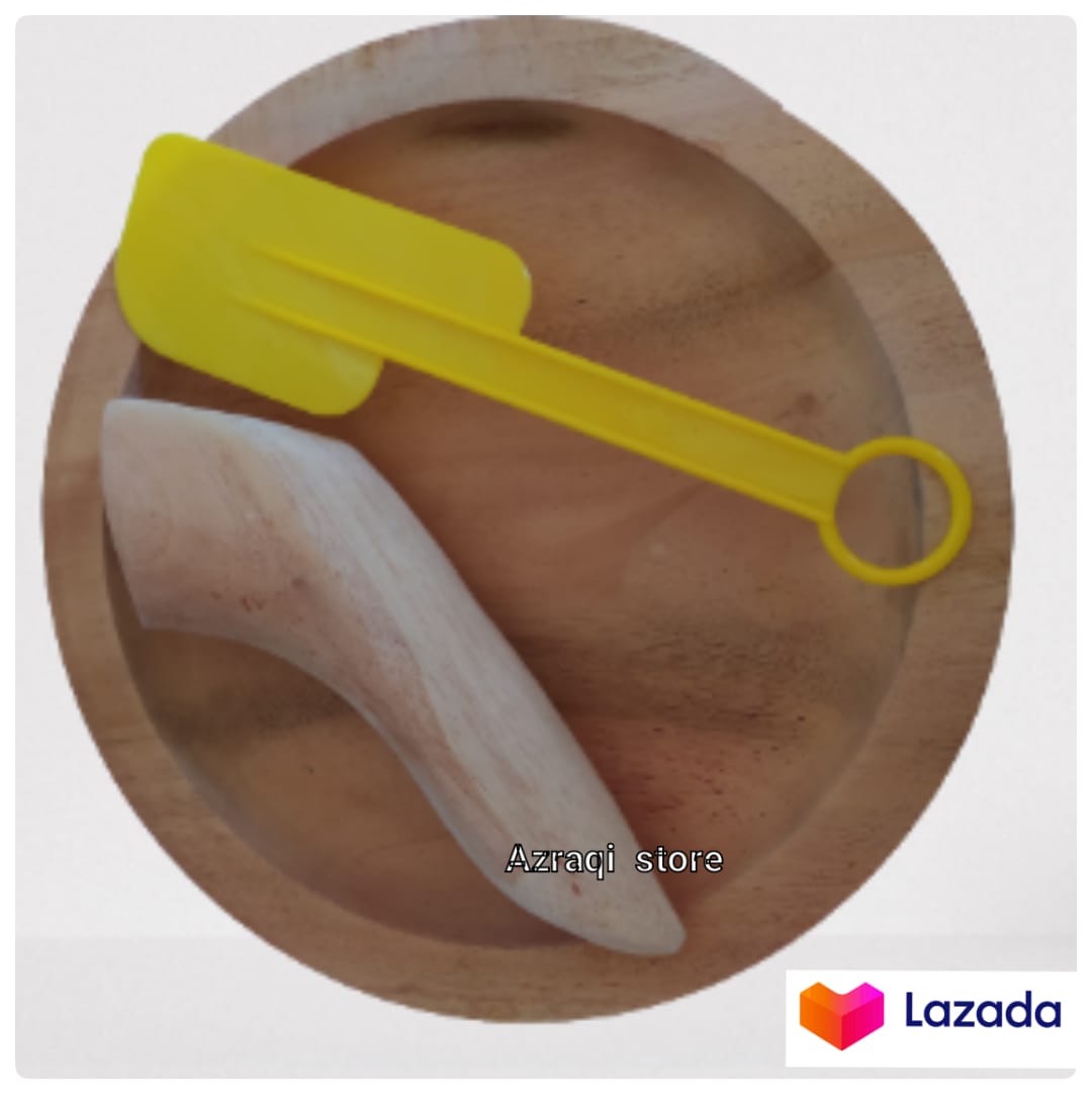 Cobek + Ulekan Kayu Halus ( Bonus Spatula Plastik )