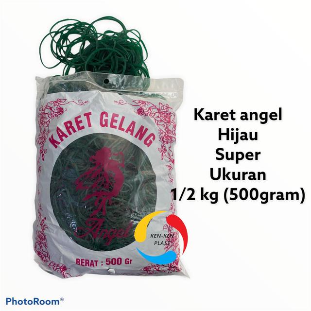 KARET GELANG/KARET HIJAU/KARET MURAH//KARET GELANG HIJAU/KARET GELANG KECIL/KARET GELANG 1/2 KG MEREK ANGEL UKURAN 500 GRAM SUPER TERMURAH