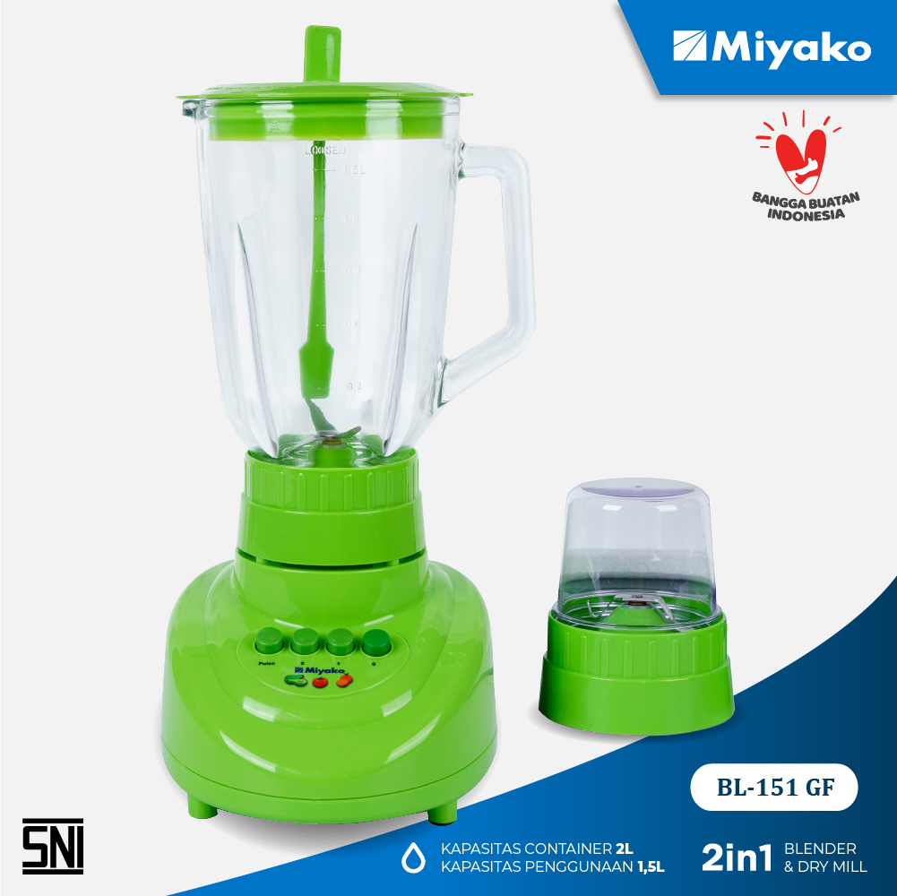 Miyako BL-151GF Blender 300 W - 1.5 L - Hijau