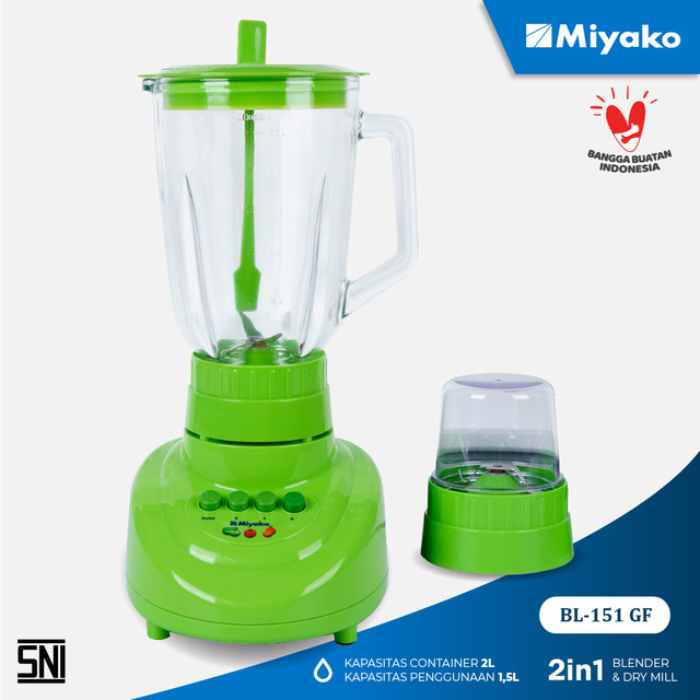 Miyako BL-151GF Blender 300 W - 1.5 L - Hijau