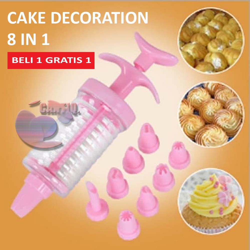 Warna Acak - BELI 1 GRATIS 1  iCantiq Cake Dekorasi 8 in 1 Cetakan Hiasan Kue Penghias Kue Cake Decoration ALAT CETAK KUE HIAS DECORATOR PENGHIAS KUE