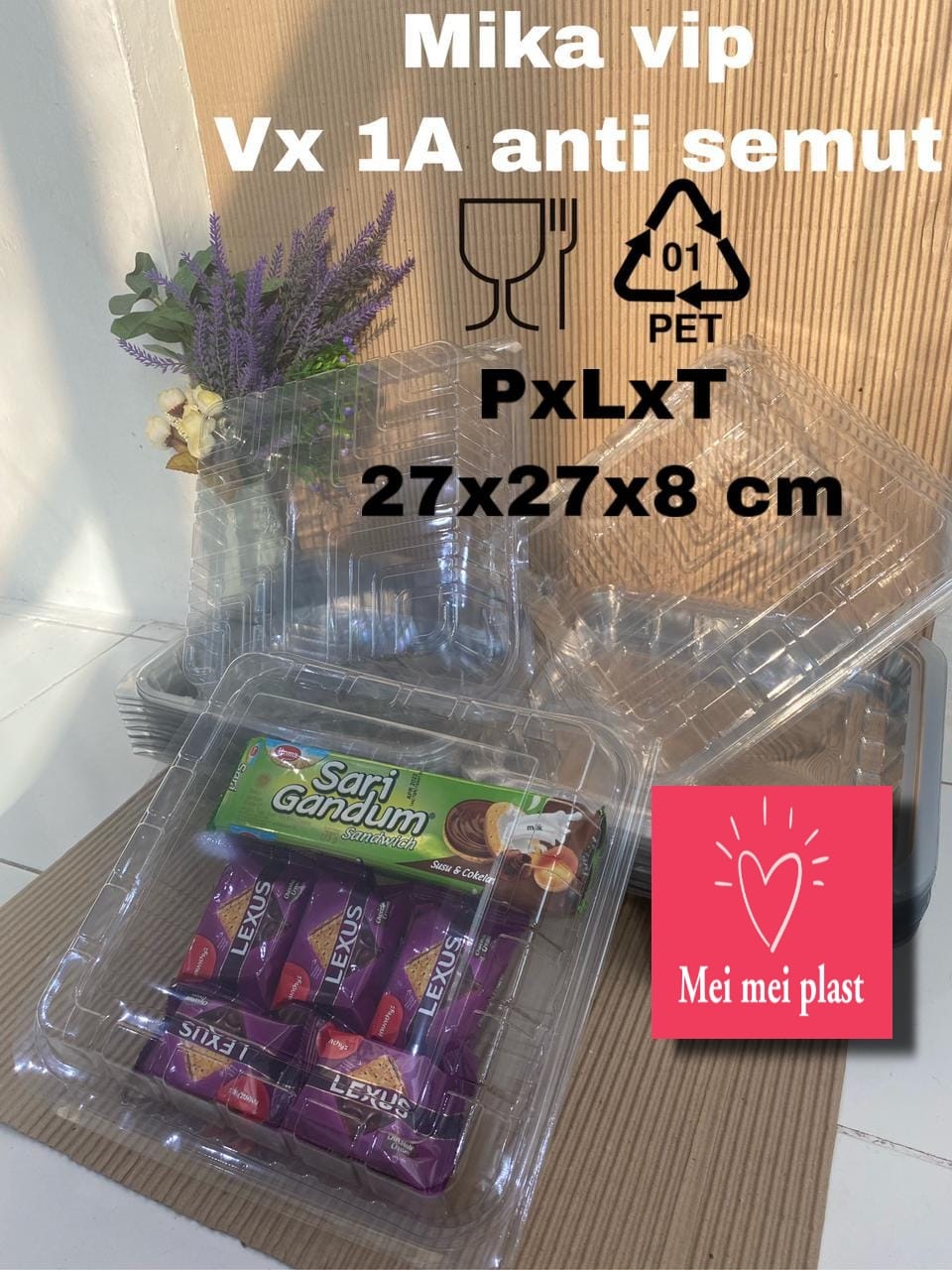 MIKA KUE/MIKA JAJAN PASAR/ MIKA BOLU MEREK VIP TEBAL/MIKA KUE KOTAK/MIKA KUE BASAH/MIKA KUE PLASTIK/ MIKA KUE ANTI SEMUT UK VX1A ISI 25 PCS TERMURAH
