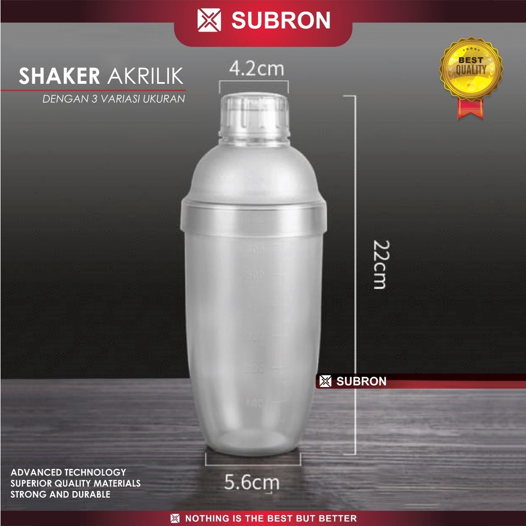 SUBRON Shaker Akrilik 350ml 530ml 700ml Plastik Transparan Shake Minuman Cocktail Mocktail Mojito