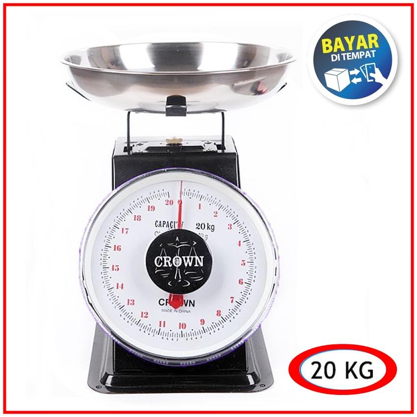 Timbangan duduk- jarum 20kg Merk CROWN stainless-barang kokoh
