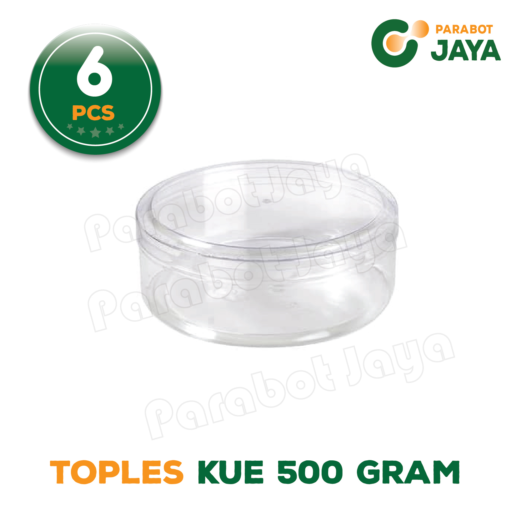PARABOT JAYA - 6 PCS Toples Nastar Kue Kering Bulat 250gram 500gram Toples Kosong Polos SL Serbaguna - Toples Lebaran -