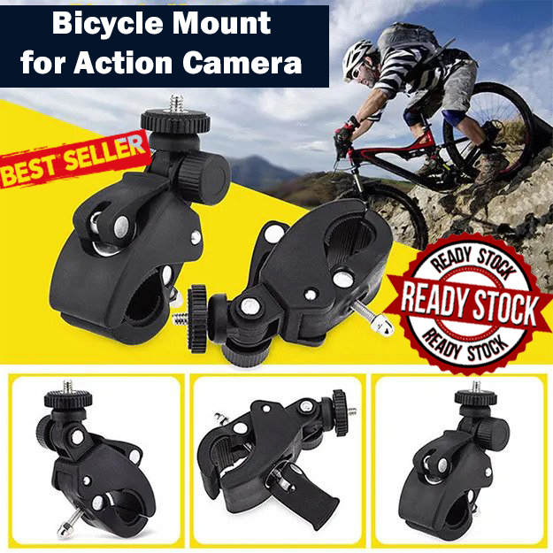 Mount Gagang Sepeda untuk Xiaomi Yi / Yi 2 4K / GoPro Hero 3/2/1 Bike Mount Penyangga Kamera Aksi di Stang Setang Action Camera Compatibility Kokoh tahan Lama Olahraga Bersepeda Gowes Video Vlog Youtu