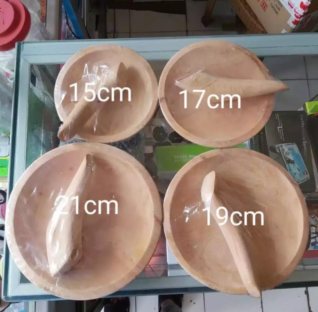 Cobek + Ulekan Kayu (Tanpa Pewarna) Ukuran Kecil