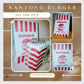 kantong burger / kemasan burger merah putih isi 100 pcs