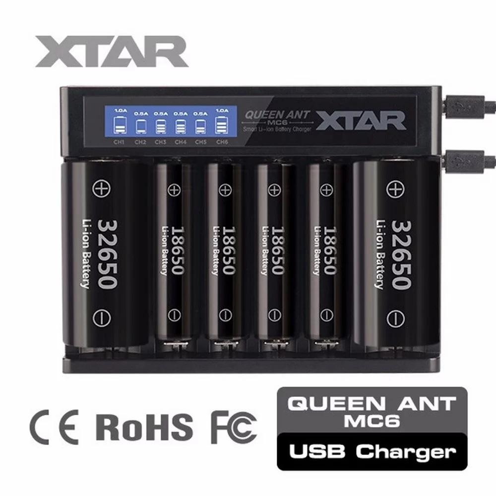 XTAR MC6 Queen Ant Charger Authentic 6 Slot Port Digital LCD Battery 18650 Screen Display - Charger Baterai