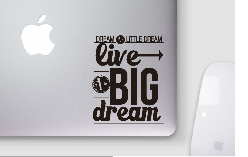 Stiker Quote Dream Big Kata Laptop Garskin Cutting Sticker HP Sepeda