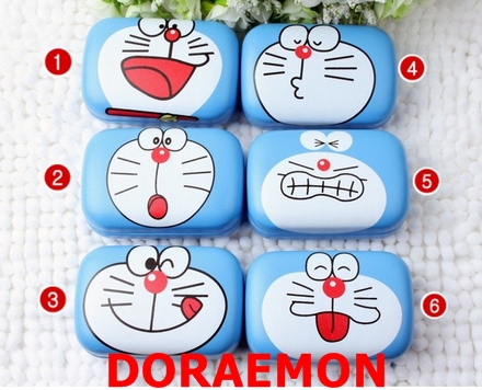 Tempat Softlens Besar Kotak Soflens Box Lensa Penyimpanan Lensacase Karakter Doraemon Kartun Kucing Lucu Warna Warni [ Paket 4 in 1 ] DR yarra