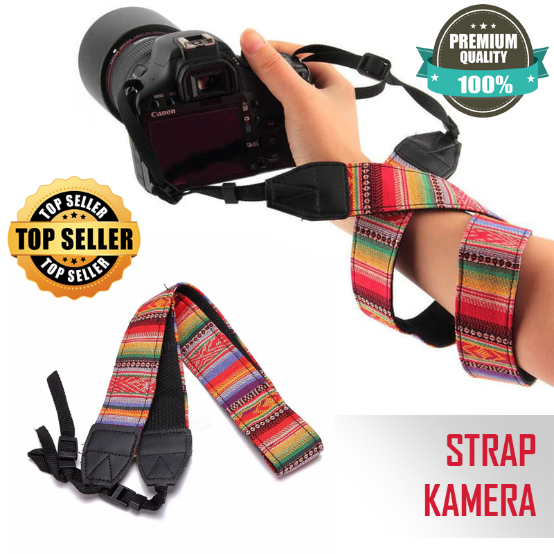 Strap Kamera Vintage Corak Motif Batik Etnik Universal Tali Sabuk Camera Analog DSLR Mirrorless Polaroid Neck Strap Slempang Selempang Bahu Leher Canon Sony Fujifilm Nikon Keren Unik Perlengkapan Foto