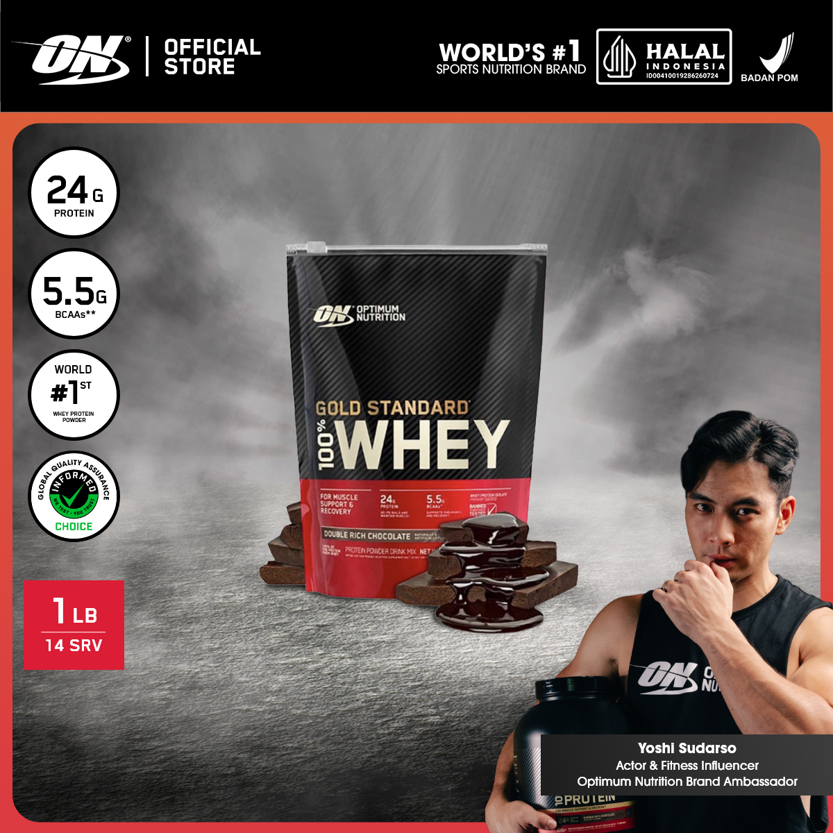 Optimum Nutrition Gold Standard 100% Whey Protein 1 lbs | Primary Source Isolate - Susu Protein / Powder / Suplemen / Gym / Muscle Protein