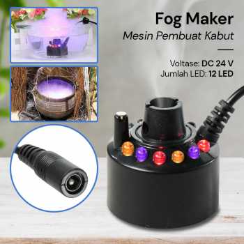 Mesin Pembuat Kabut Embun Mist Spray Fog Maker 12 LED 24V - WT01 - Black