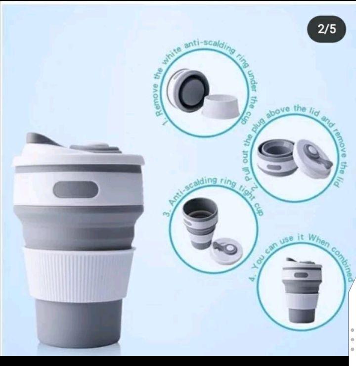 Gelas Lipat Silikon 350ml - Silicone Collapsible Travel Cup .