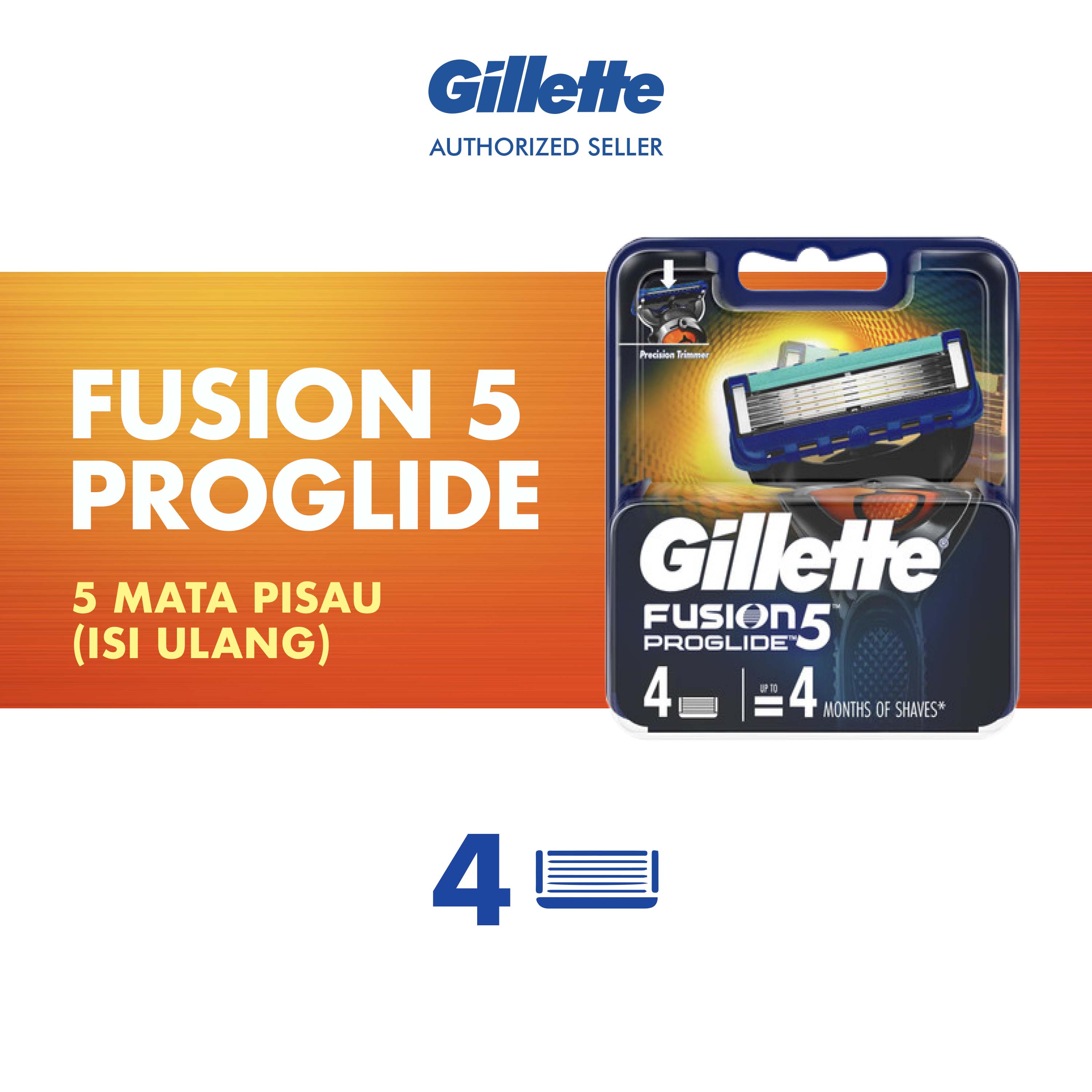 Gillette Fusion5 Proglide Pencukur Isi Ulang Alat Cukur Isi 4