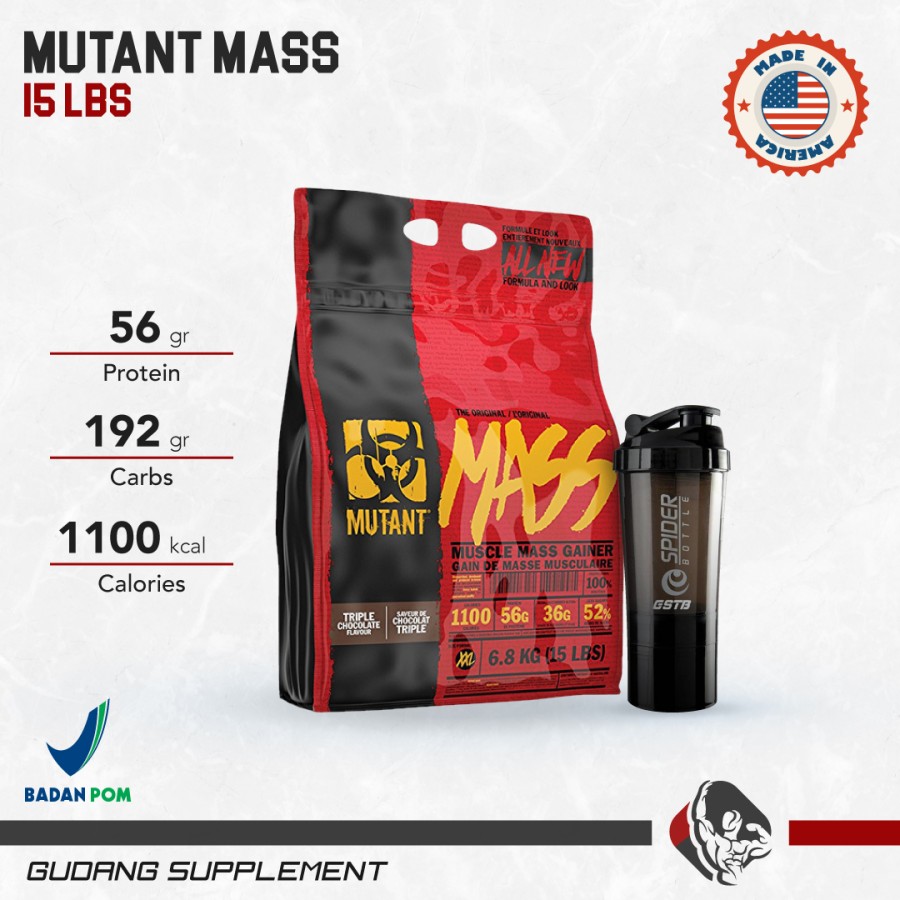 Mutant Mass 15 Lbs Weight Gainer Mutant Mass BPOM AOM Gudang Supplemen
