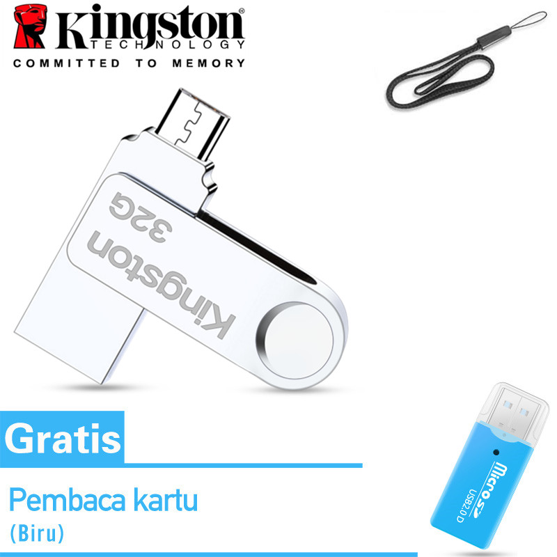 Flashdisk OTG Kingston 32GB Original Ultra Dual Drive USB OTG Micro USB 32GB Smart Phone Tablet PC dan Laptop PC Pembaca kartu gratis