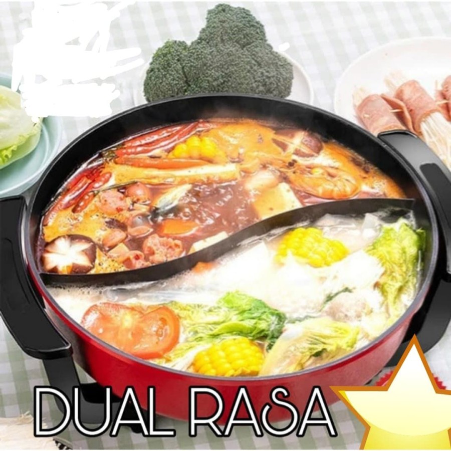 SteamBoat Shabu Suki Electrik 2 Rasa Kuah Panci Shabu Listrik 2 Sekat STEAMBOAT SUKI PAN
