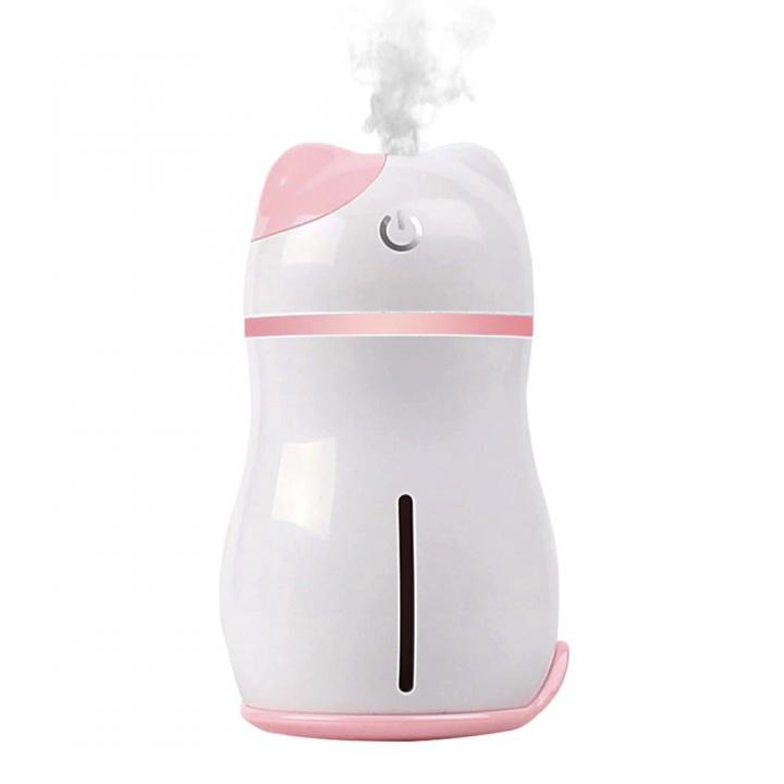 Adorable Lucky Cat 3 in 1 Mini Humidifier with LED Light Mini Fan 200ML Pink