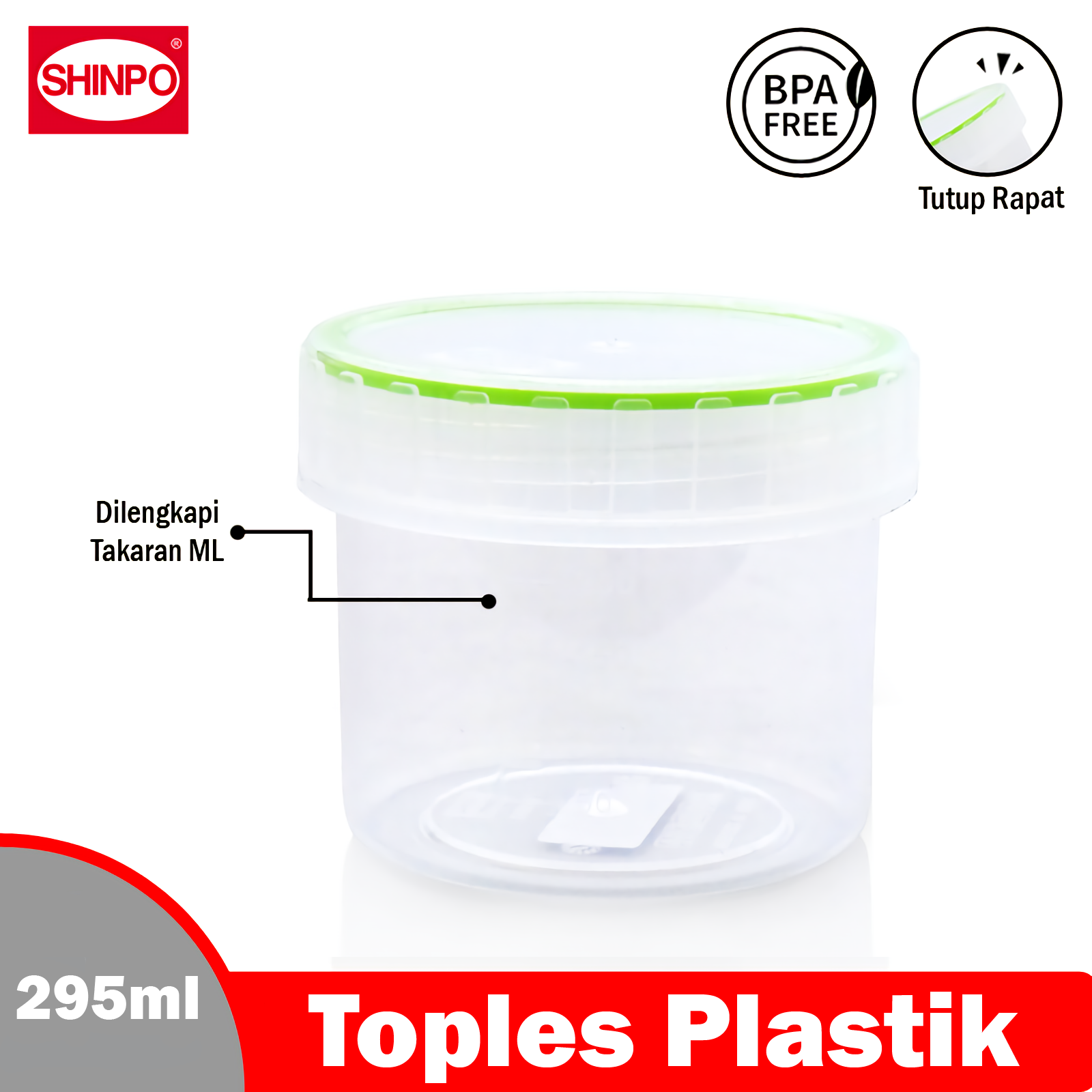 SHINPO Toples Plastik Ukuran S 250 ML Tempat Cemilan Food Storage Wadah Makanan SPO-SIP-351S