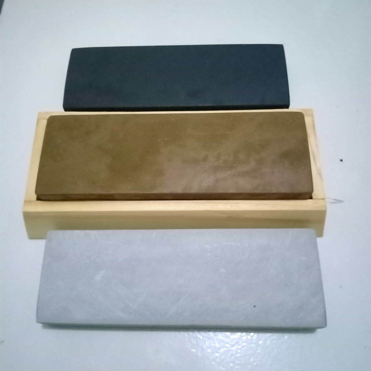 ASAHAN KANG AHMAD Batu asah asli alam 1 paket isi 3 batu asah plus tatakan batu alat bantu asahan pisau pengasah golok knife sharpener weastone